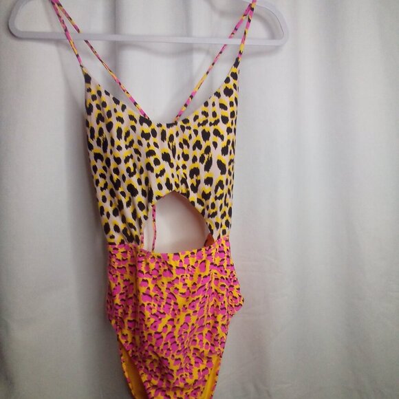 Arizona Jeans Co. Swimsuit L Women One Piece High Cut Animal Print Colorful - Picture 13 of 14
